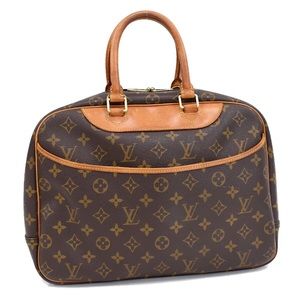 Beautiful Authentic LOUIS VUITTON Monogram Deauville Hand Bag Brown Canvas